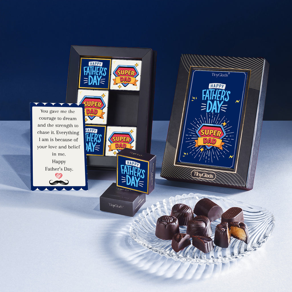 TinyGlads Super Dad Father’s Day Chocolate Gift Box – 6 Pcs Inside