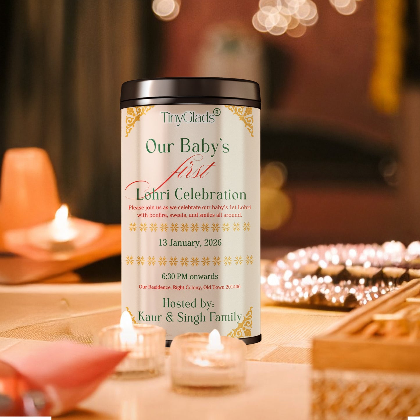 TinyGlads Custom Baby's First Lohri Celebration Jar