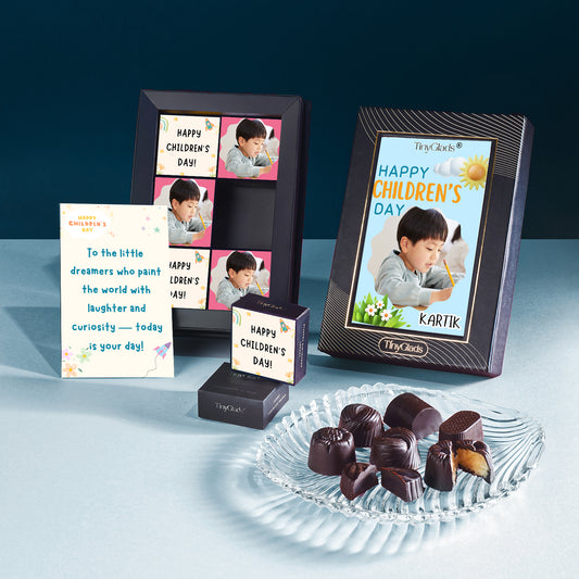 TinyGlads Personalized Children's Day Chocolate Gift Box | 6 Assorted Gourmet Truffles