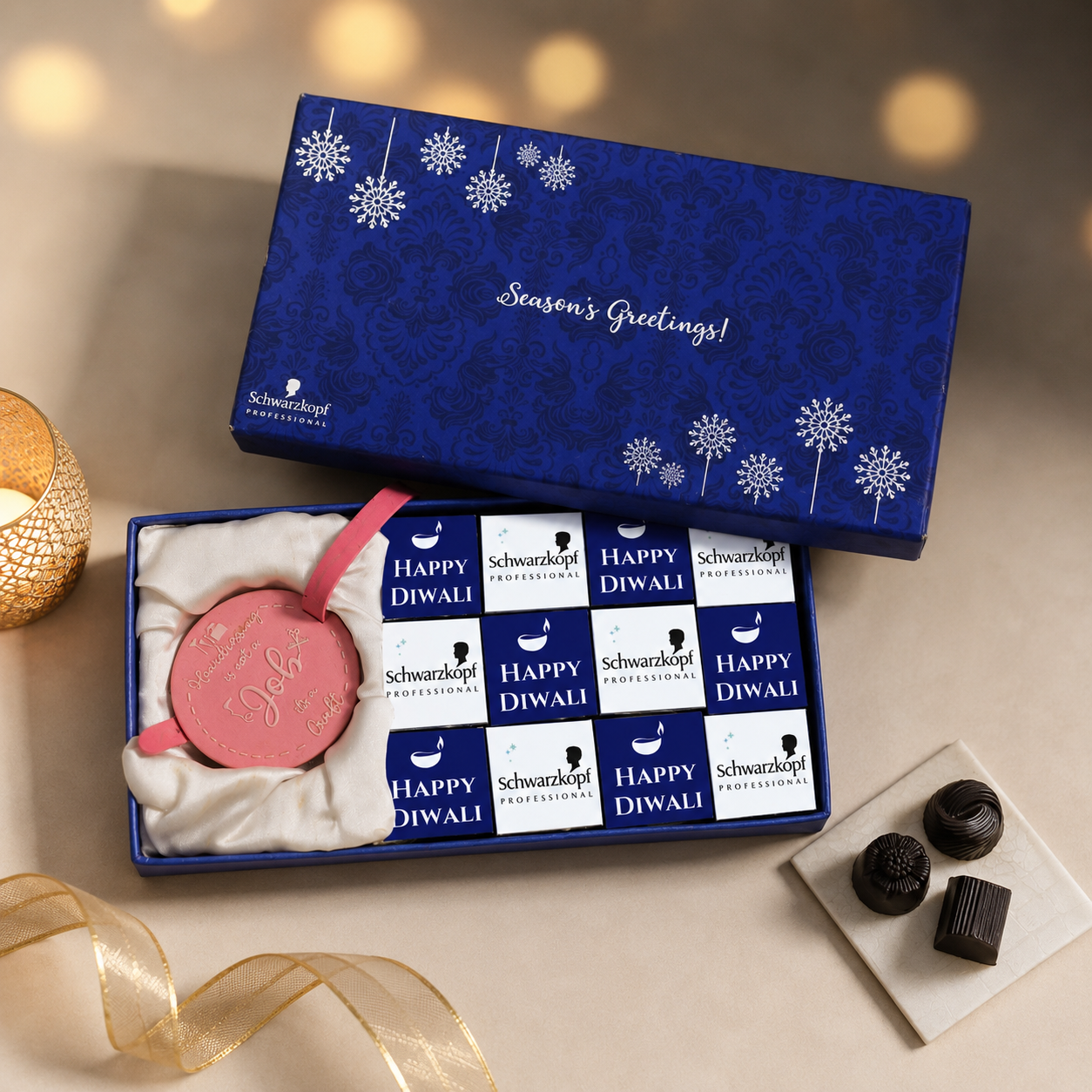 Corporate Diwali Gift Box | 12 Chocolate Truffles & Premium Big Diya