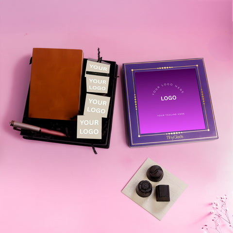 Personalised Corporate Gift Box – Diary, Pen & 3 Truffles with Logo Branding