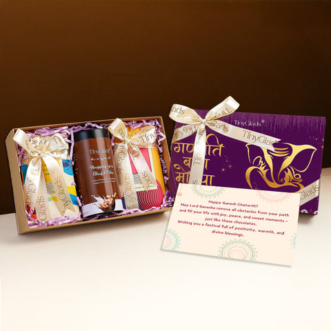 Ganesh Chaturthi Khadi Chocolate Gift Box – 2 Chocolate Bars & Chocolate Jar