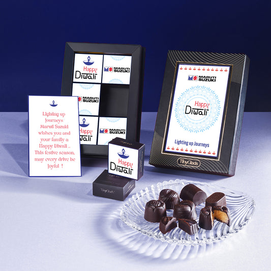 TinyGlads Personalized Diwali Corporate Chocolate Gift Box | 6 Assorted Gourmet Truffles