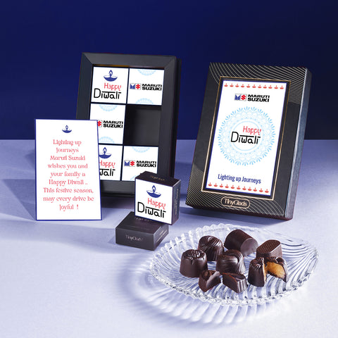 TinyGlads Personalized Diwali Corporate Chocolate Gift Box | 6 Assorted Gourmet Truffles