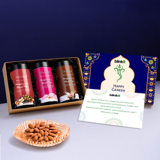 Ganesh Chaturthi Gourmet Jar Gift Hamper – 3 Premium Chocolate & Nut Jars