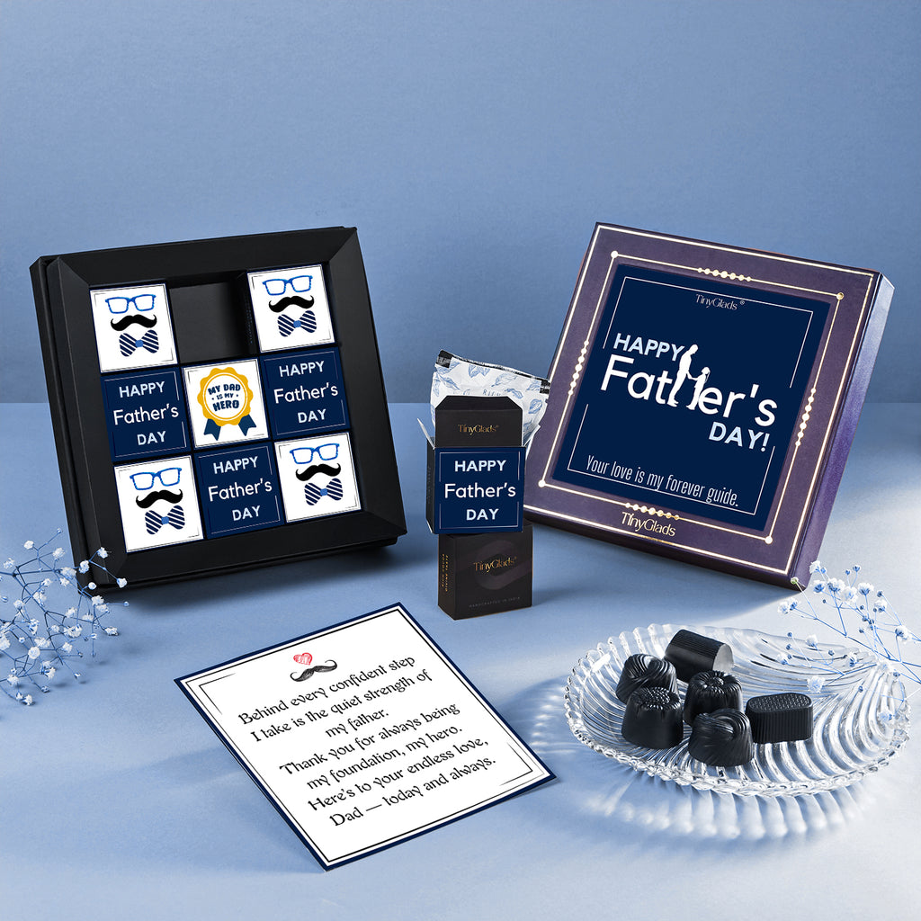 Father’s Day Chocolate Gift Box with Heartfelt Message Card – 9 Pcs Inside