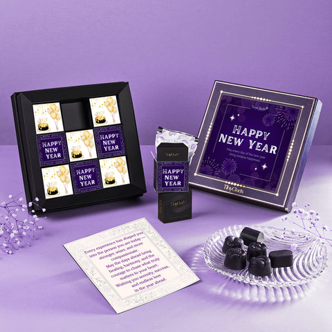 TinyGlads Purple New Year Chocolate Gift Box | 9 Gourmet Truffles