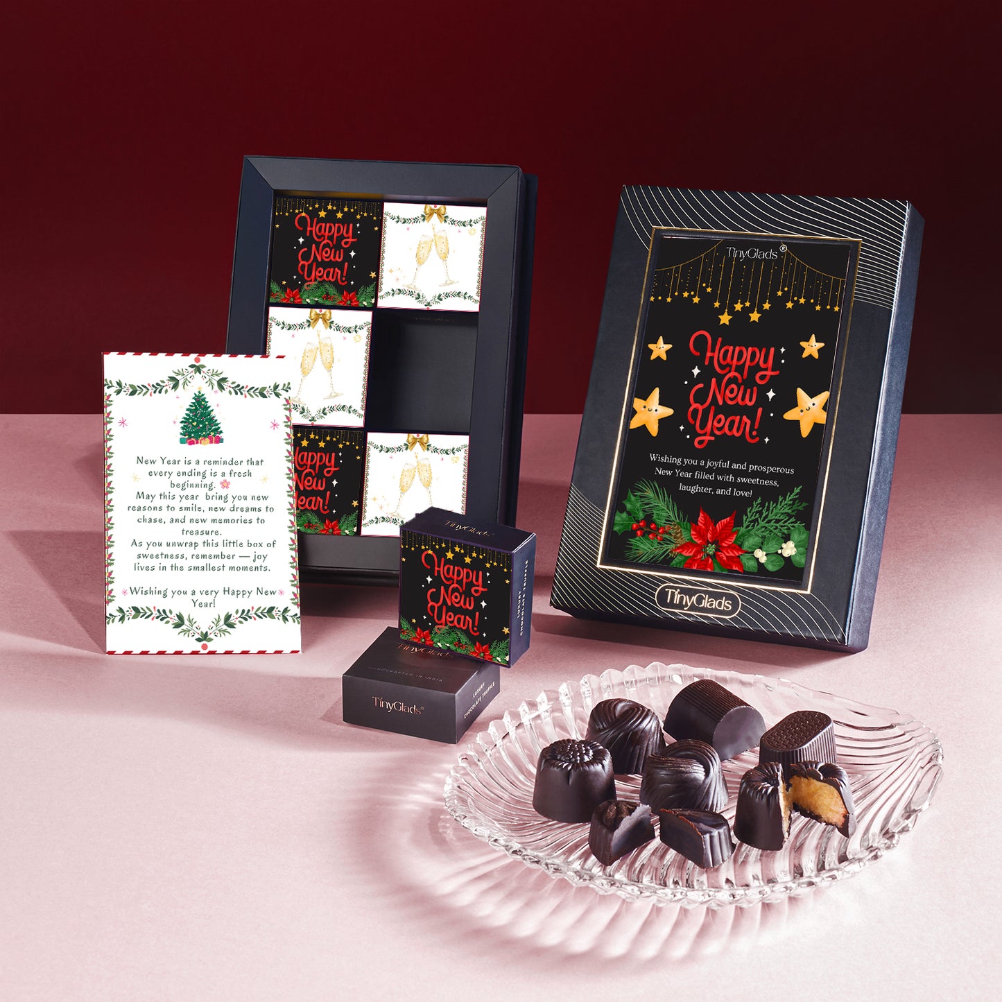 TinyGlads Midnight Blue New Year Chocolate Gift Box | 6 Gourmet Truffles