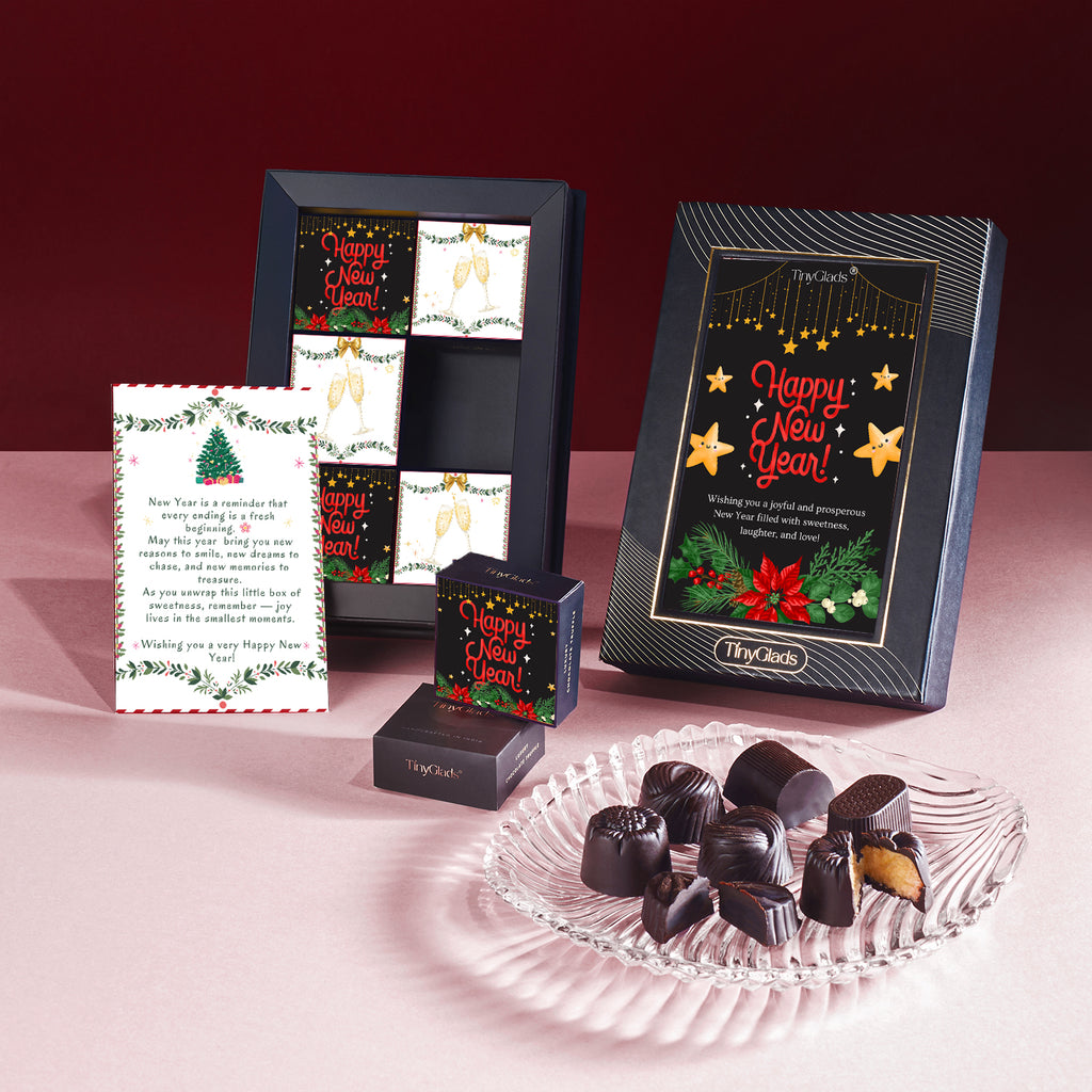 TinyGlads Midnight Blue New Year Chocolate Gift Box | 6 Gourmet Truffles