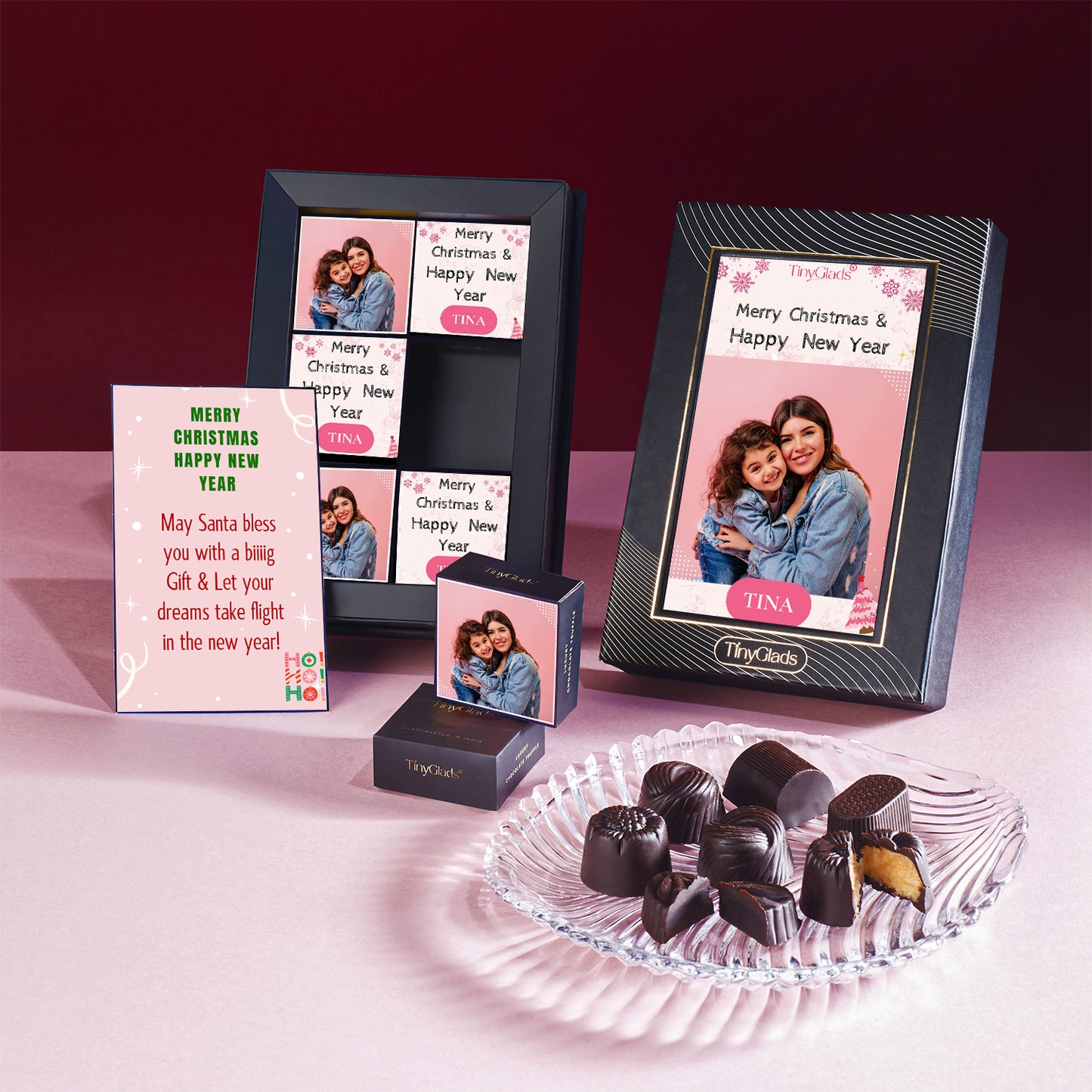 TinyGlads Custom Photo New Year Chocolate Gift Box | 6 Gourmet Truffles