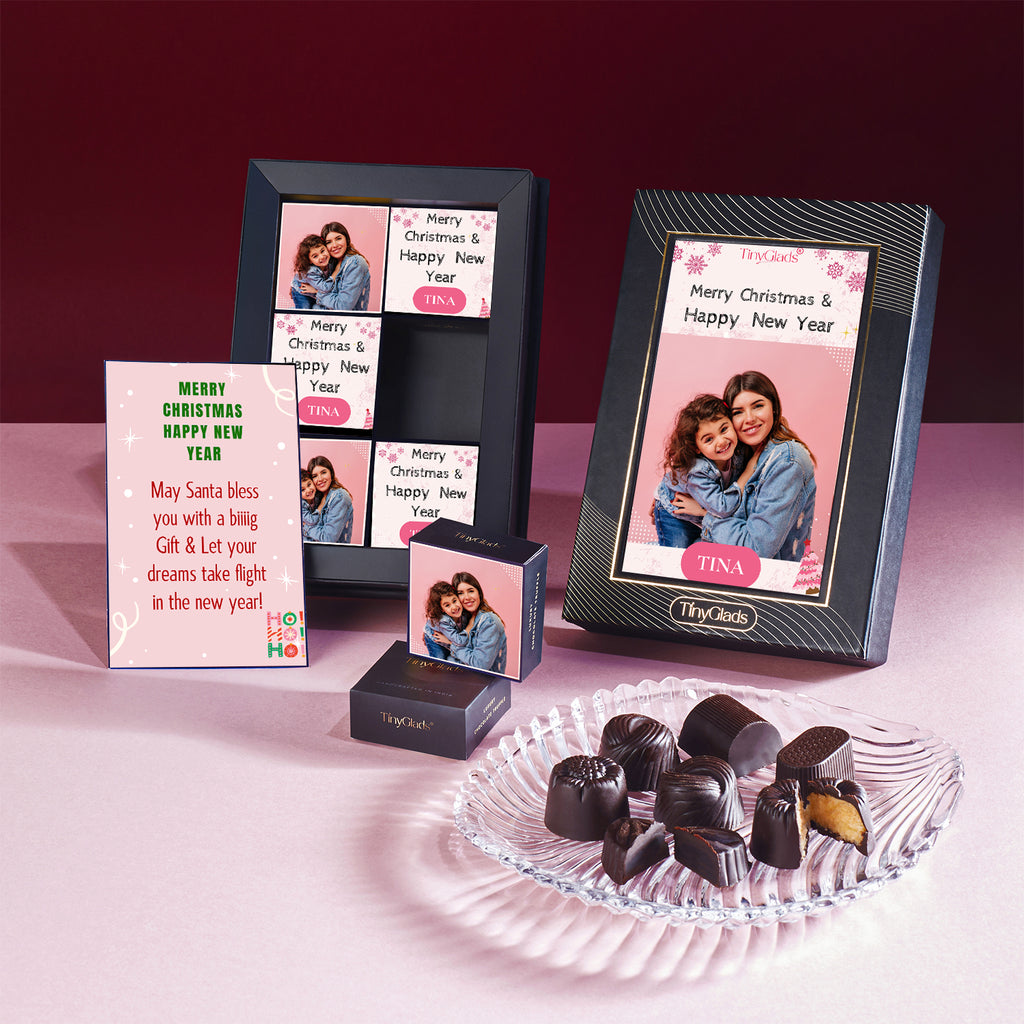TinyGlads Custom Photo New Year Chocolate Gift Box | 6 Gourmet Truffles