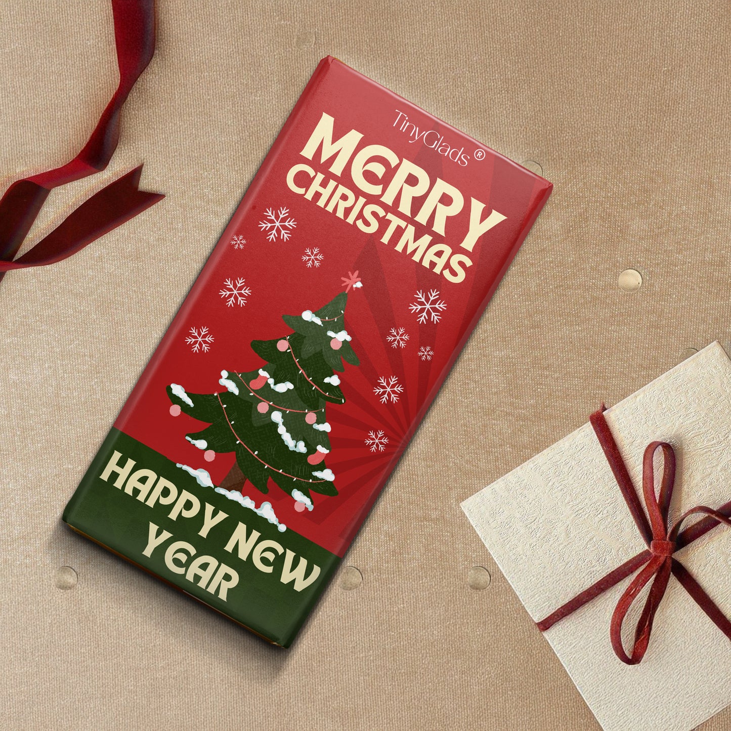 TinyGlads Merry Christmas & Happy New Year Chocolate Bar | 80g