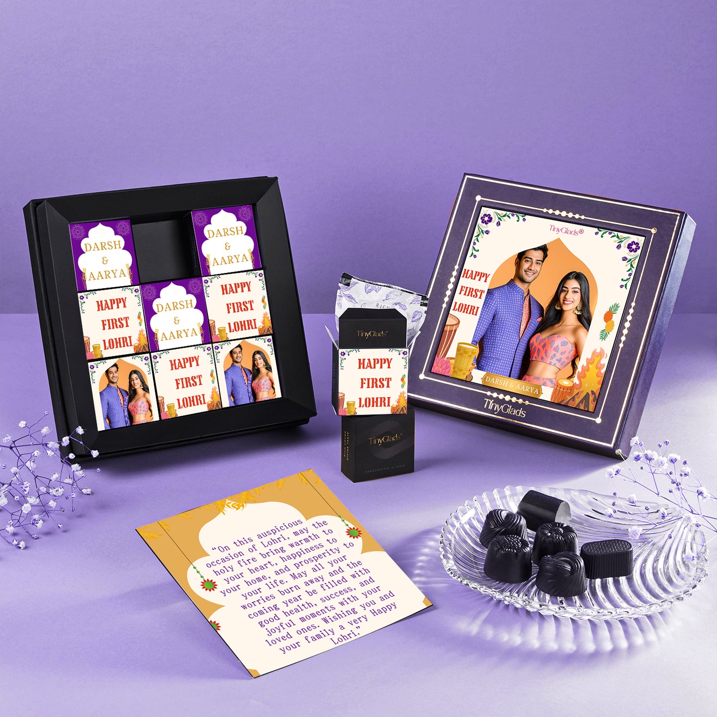 Personalized First Lohri Chocolate Gift Box | 9 Assorted Truffles