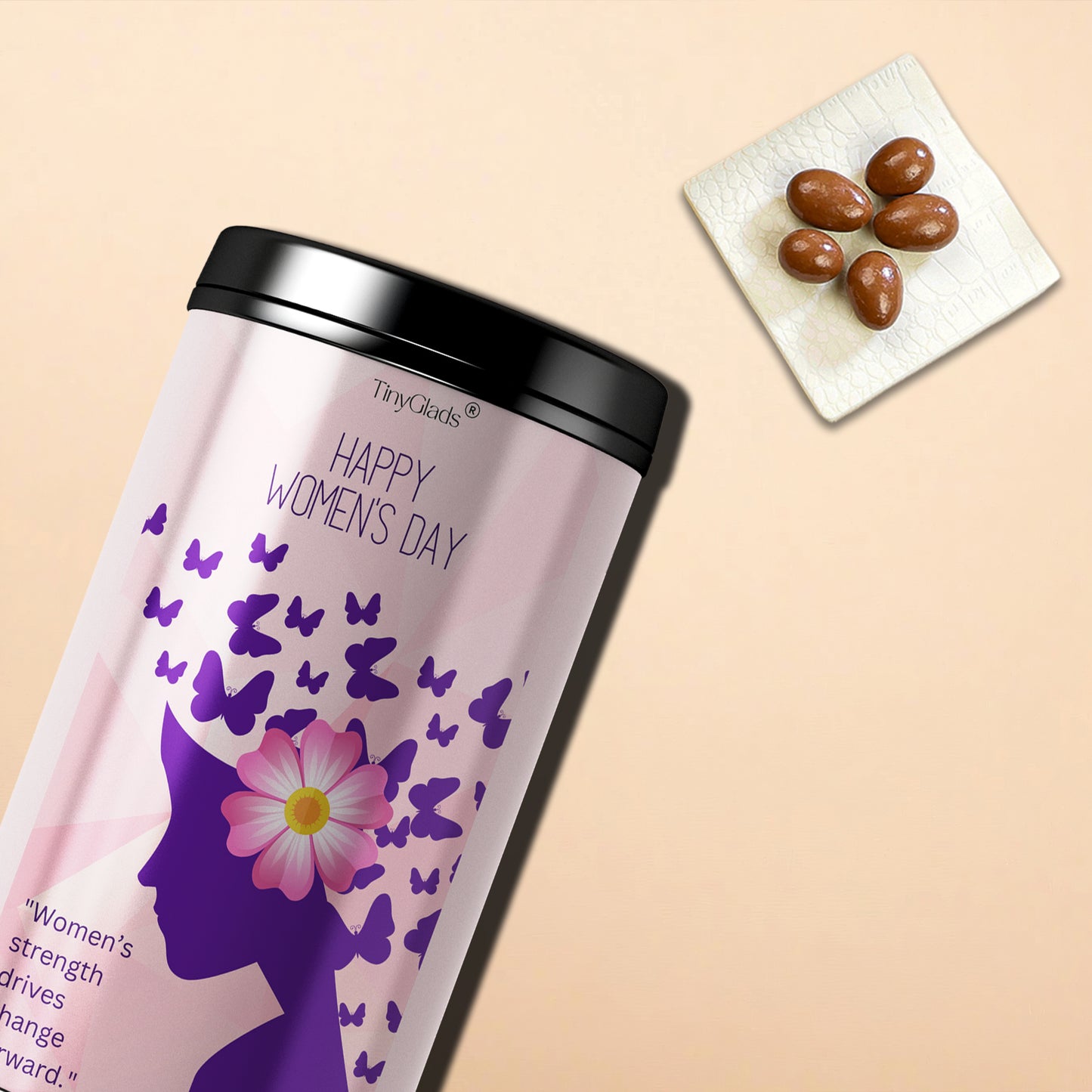 TinyGlads Women's Day Butterfly Chocolate Gift Jar | 12 Center-Filled Truffles