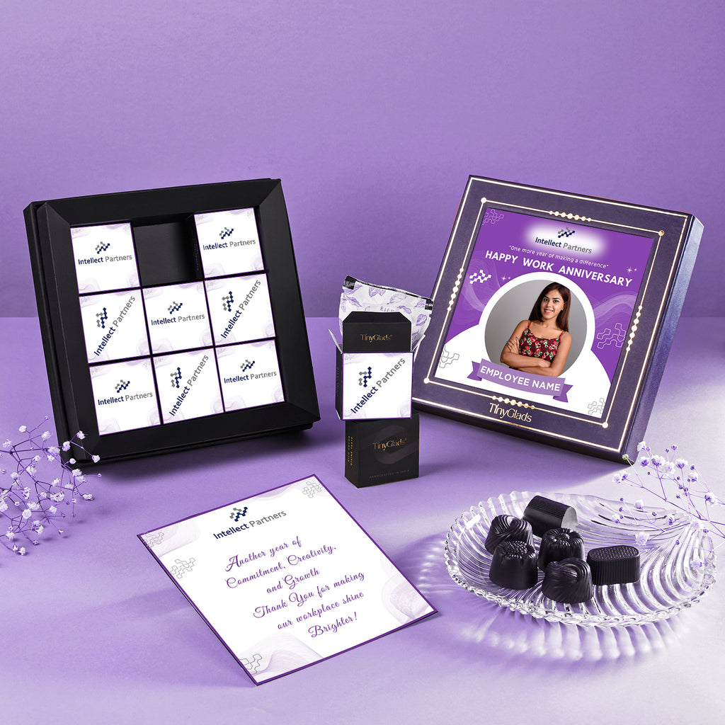 Personalized Employee Work Anniversary Corporate Chocolate Gift Box | 9 Pcs