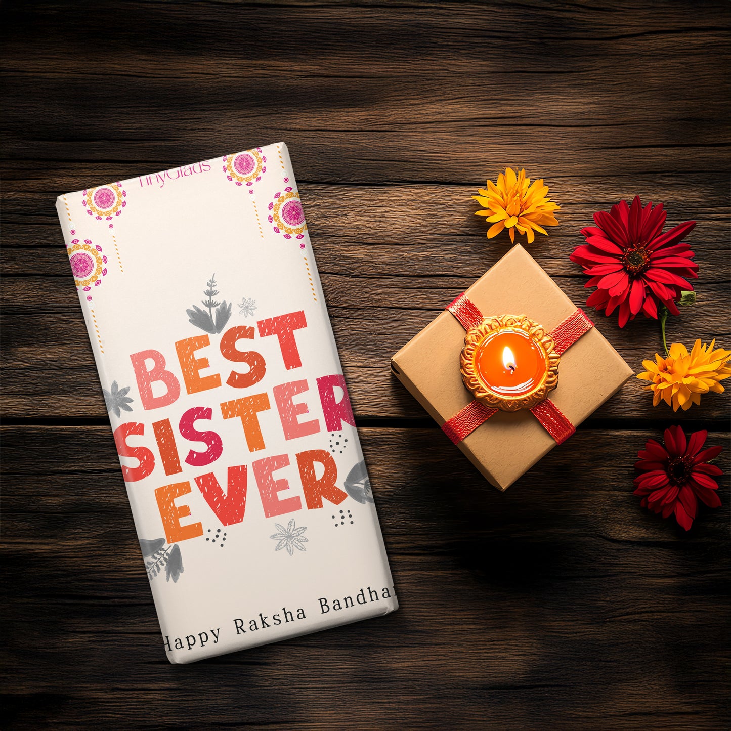 TinyGlads Best Sister Ever Chocolate Bar | Raksha Bandhan Special | 80g