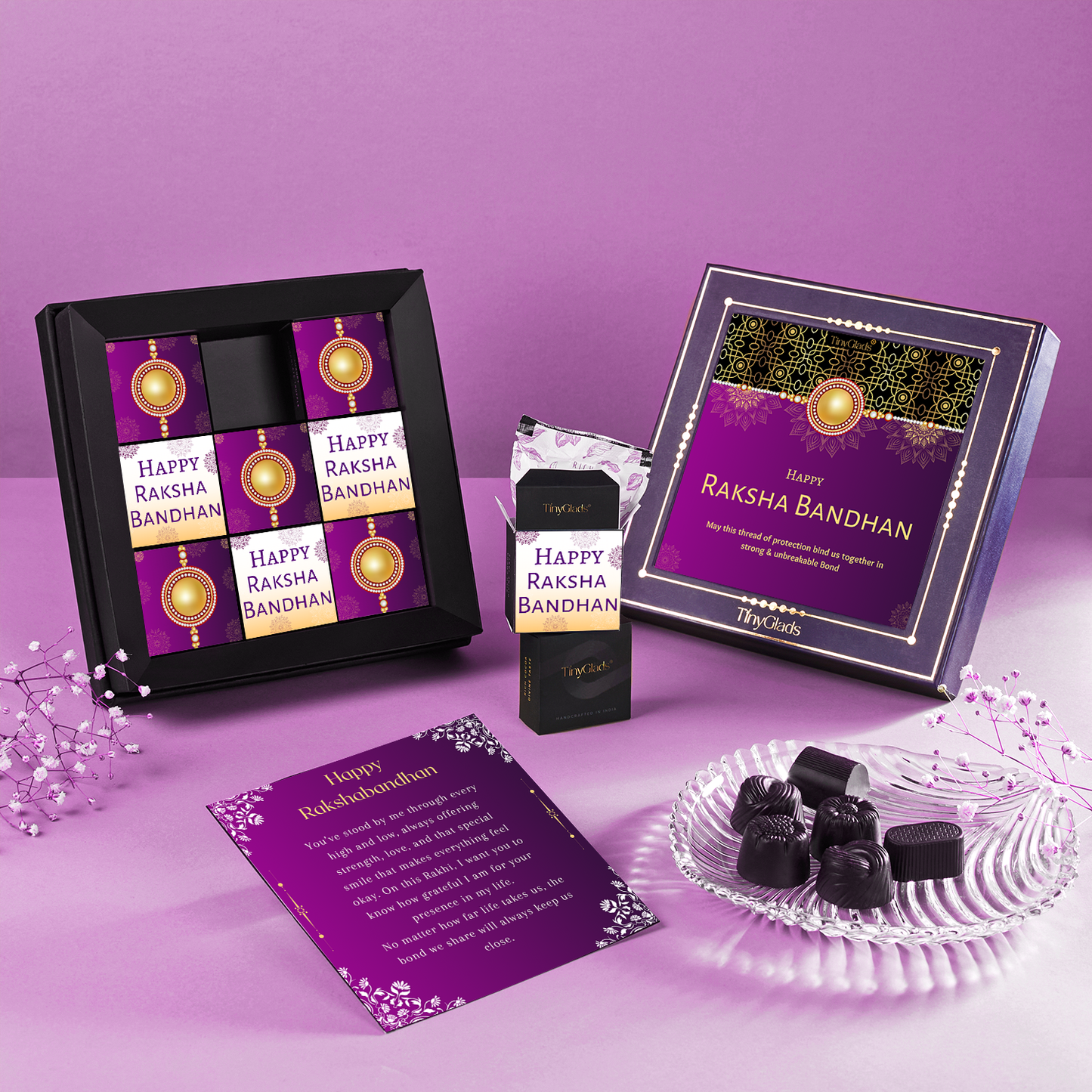TinyGlads Royal Rakhi Chocolate Gift Box | 9 Gourmet Truffles