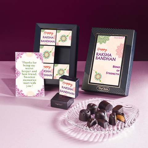 TinyGlads Rakhi Keepsake Chocolate Photo Frame Box | 6 Assorted Truffles