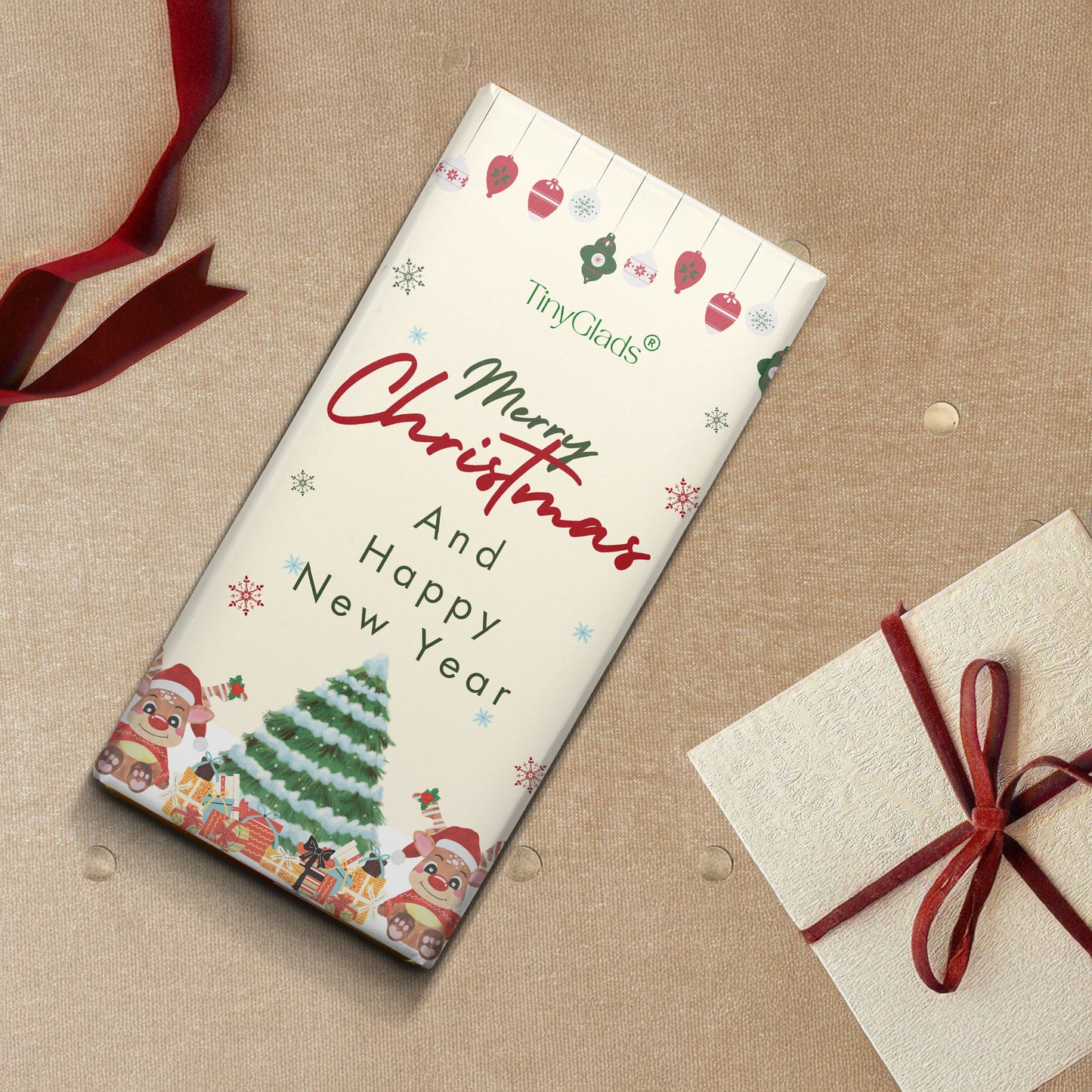 TinyGlads Holiday Cheer Chocolate Bar | Christmas & New Year Collection | 80g
