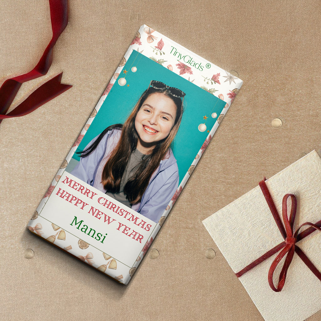 TinyGlads Personalized Holiday Memories Chocolate Bar | Custom Photo | 80g