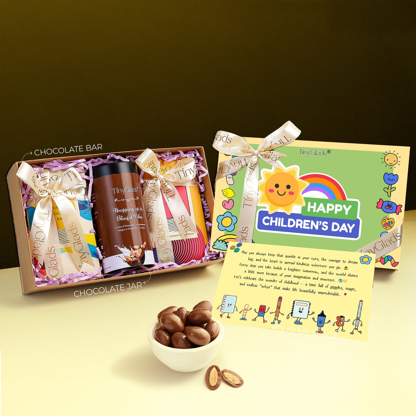 TinyGlads Little Dreamers Chocolate Collection | 2 Chocolate Bars , 1 Jar and Message Card