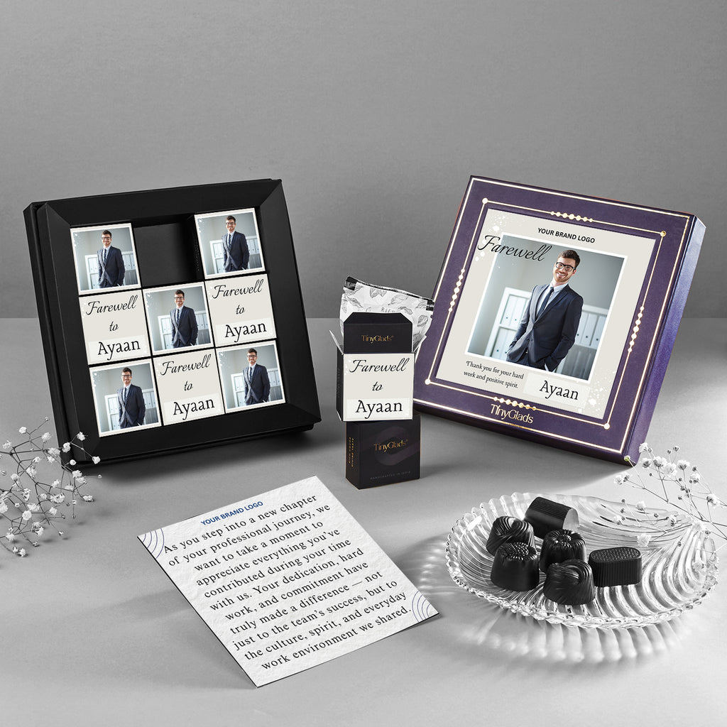 Custom Farewell Chocolate Box for Employees | 9 Pc Premium Collection
