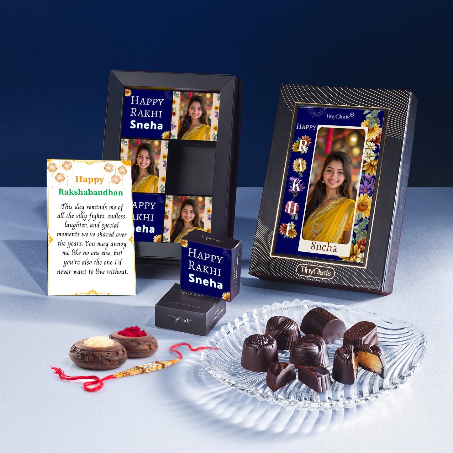 Chocolate Rakhi Gift Hamper for Brother – Custom Message & Designer Rakhi