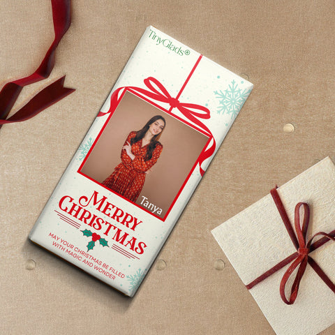 TinyGlads Merry Christmas Photo Chocolate Bar | Personalized | 80g