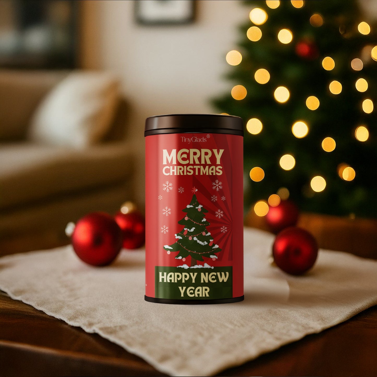 TinyGlads Merry Christmas & Happy New Year Chocolate Truffle Jar | 12 Assorted Chocolates