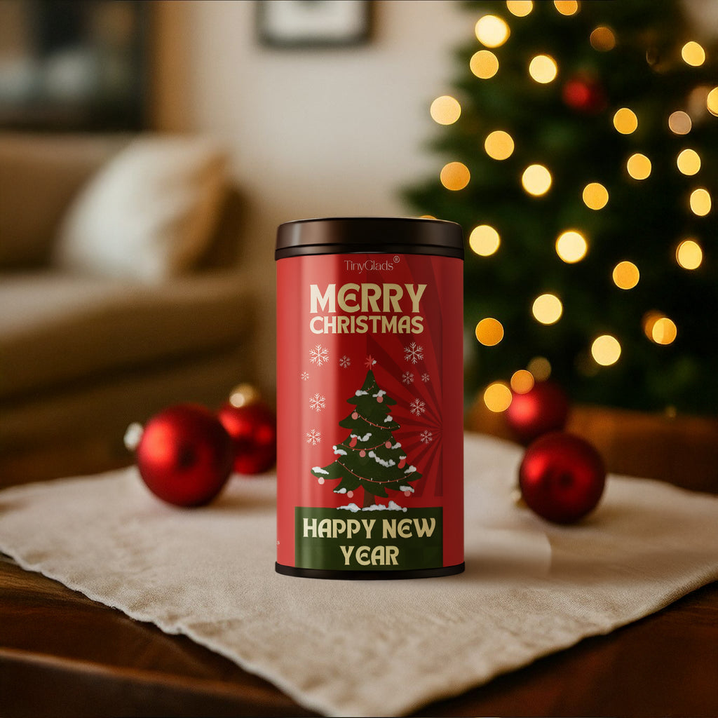 TinyGlads Merry Christmas & Happy New Year Chocolate Truffle Jar | 12 Assorted Chocolates