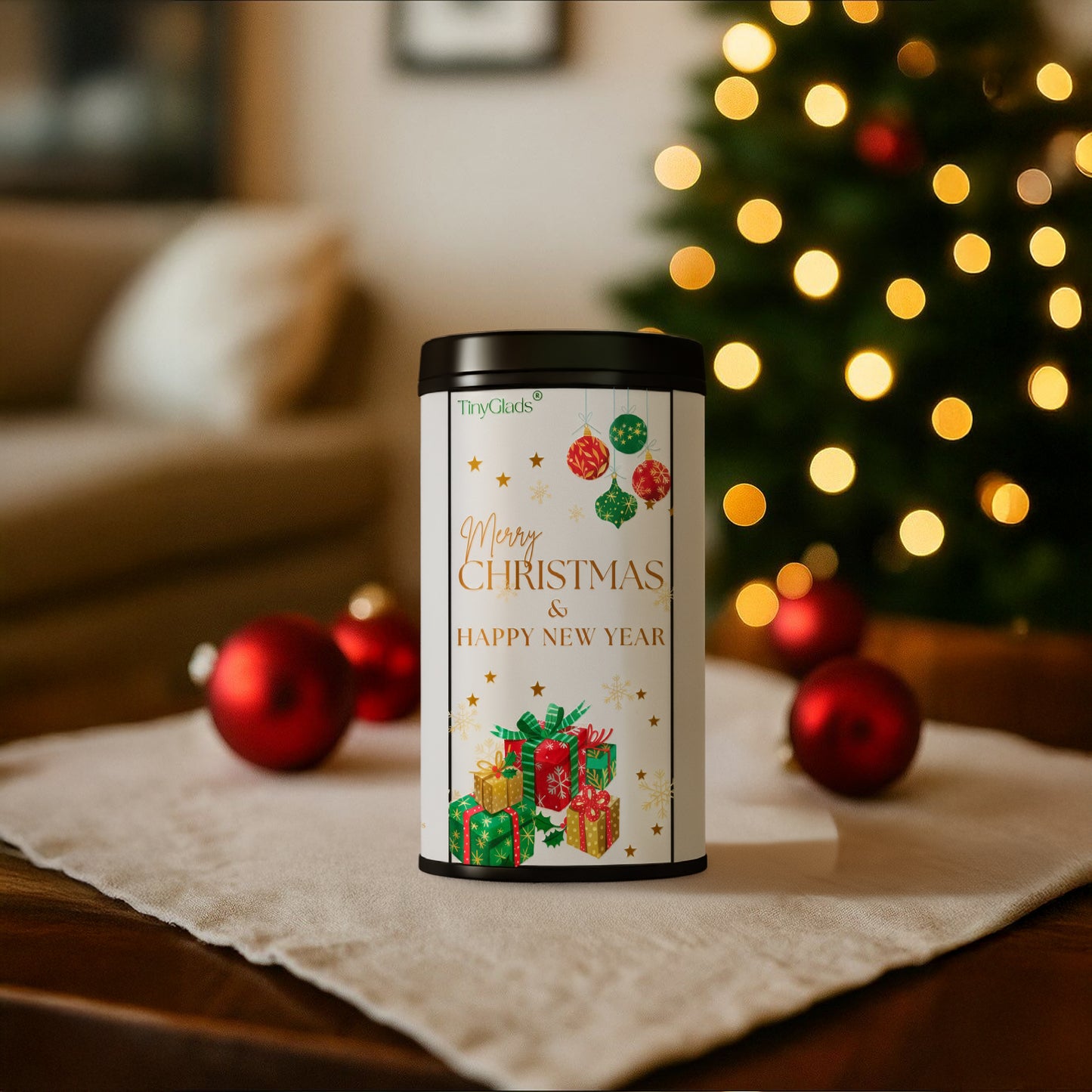 TinyGlads Merry Christmas & Happy New Year Chocolate Truffle Jar | 12 Assorted Chocolates | 250g