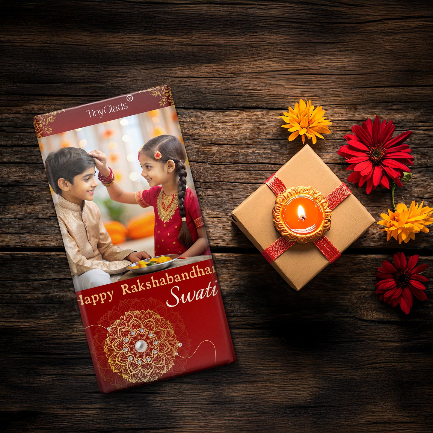 TinyGlads Rakhi Joy Chocolate Bar | Premium Festive Gift | 80g