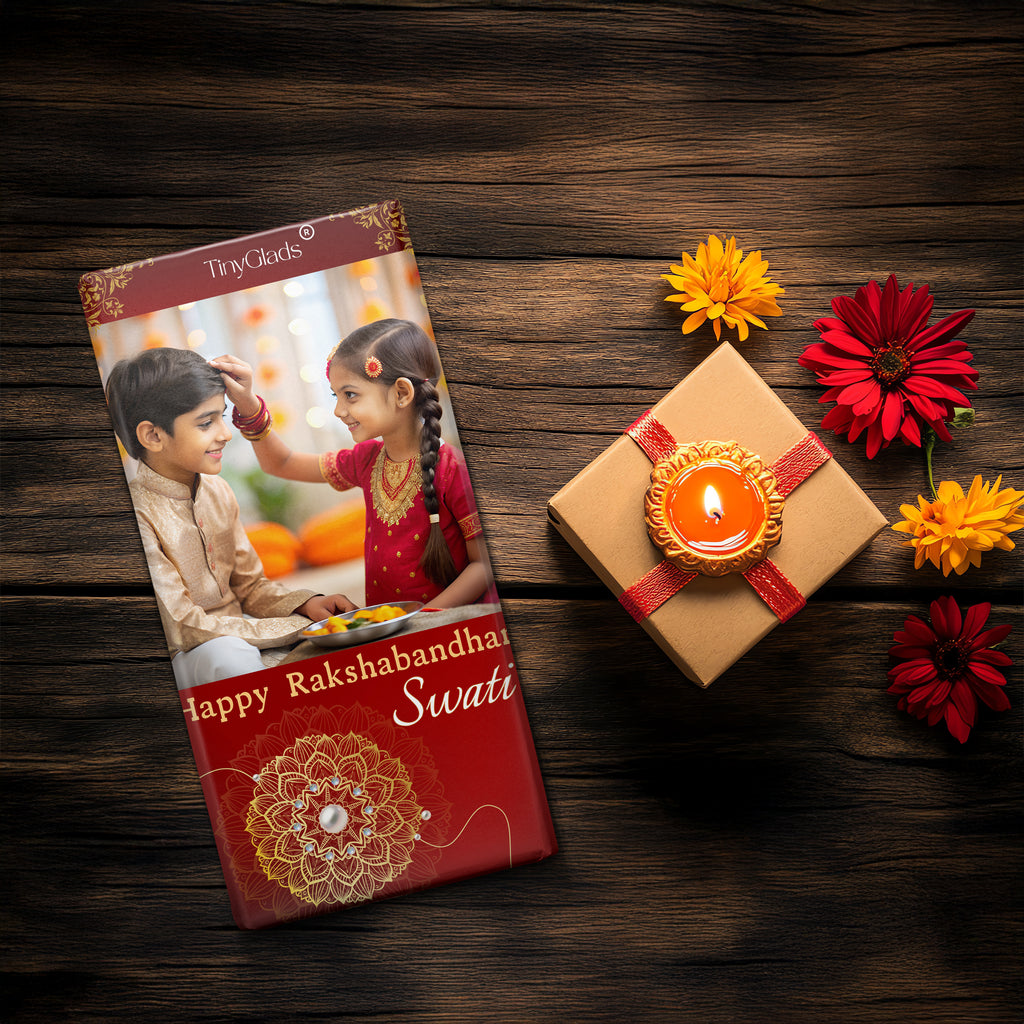 TinyGlads Rakhi Joy Chocolate Bar | Premium Festive Gift | 80g