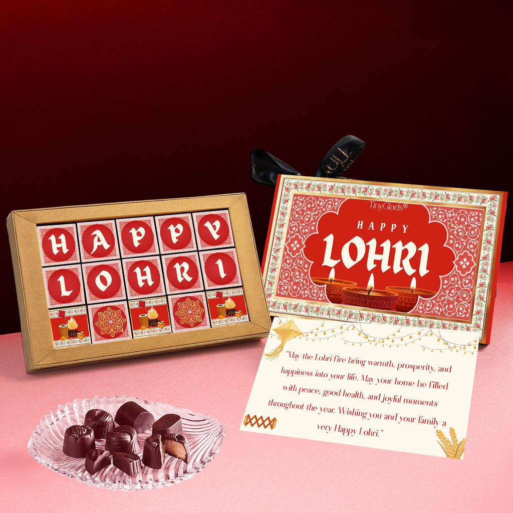 TinyGlads Premium Lohri Chocolate Gift Box | 15 Assorted Truffles