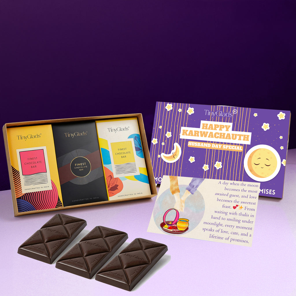 Custom Photo Karwa Chauth Gift Box with 3 Premium Chocolate Bars