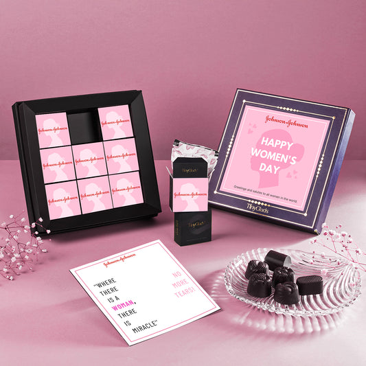 TinyGlads Personalized Corporate Women's Day Chocolate Gift Box | 9 Gourmet Truffles