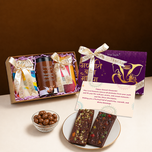 Ganesh Chaturthi Khadi Chocolate Gift Box | 2 Chocolate Bars & Chocolate Jar