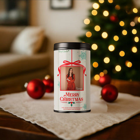 TinyGlads Christmas Snapshot Chocolate Jar | Personalized Photo Gift | 12 Assorted Chocolates