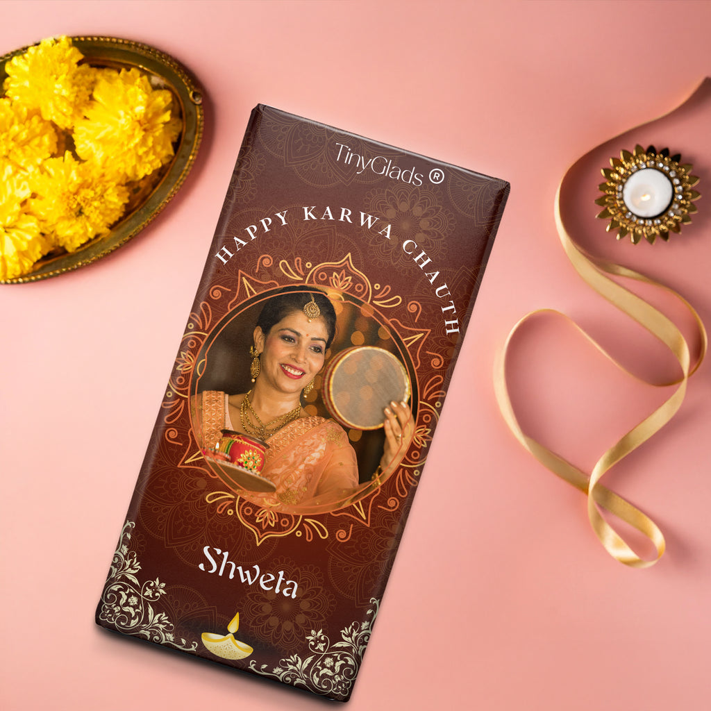 Personalised Karwa Chauth Chocolate Bar with Custom Photo