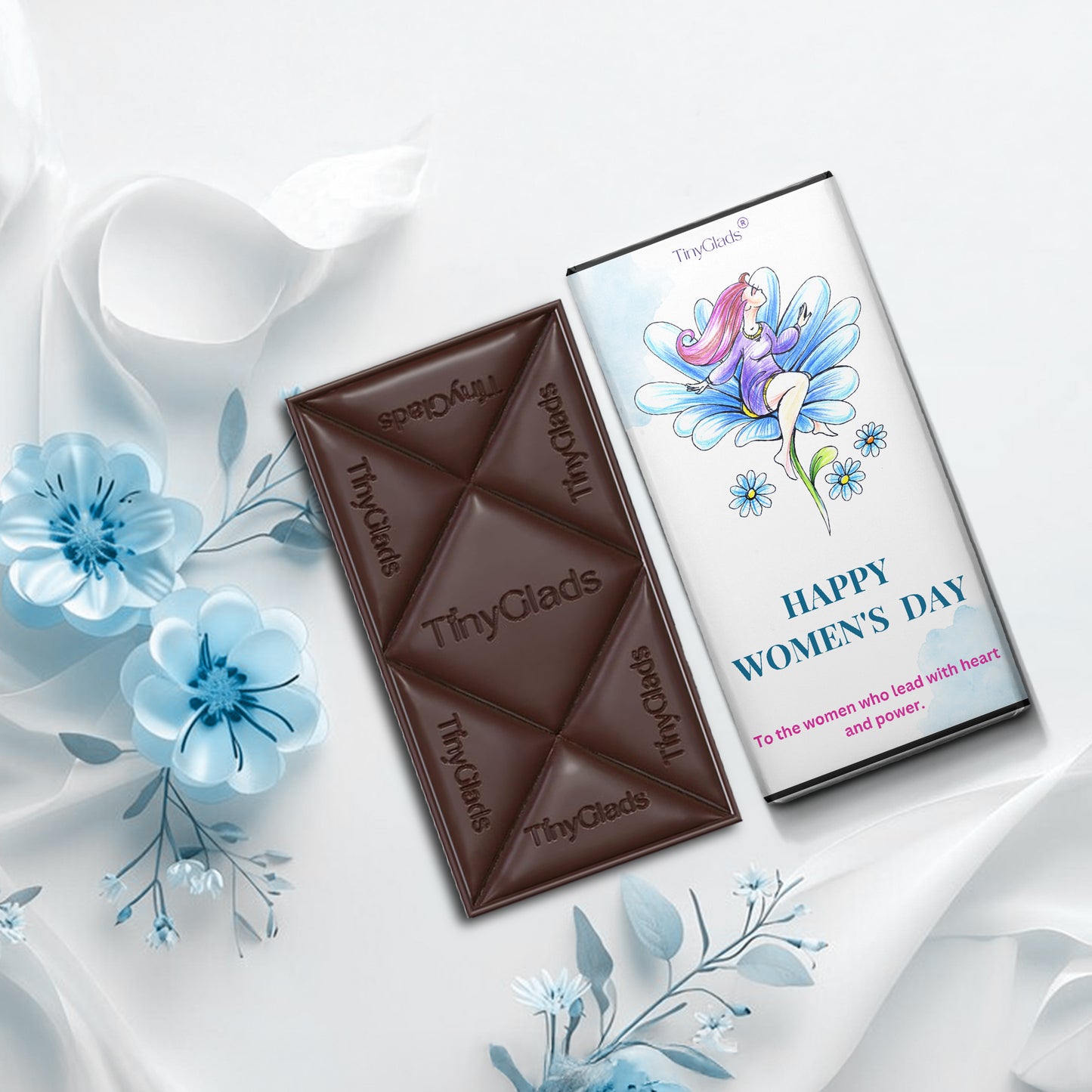 TinyGlads Happy Women's Day Chocolate Bar | 80g Premium