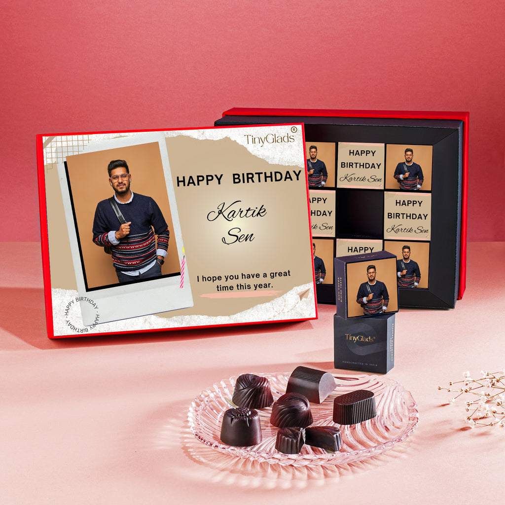 TinyGlads Happy Birthday Chocolate Box | Customized Gift Hamper with Message Card