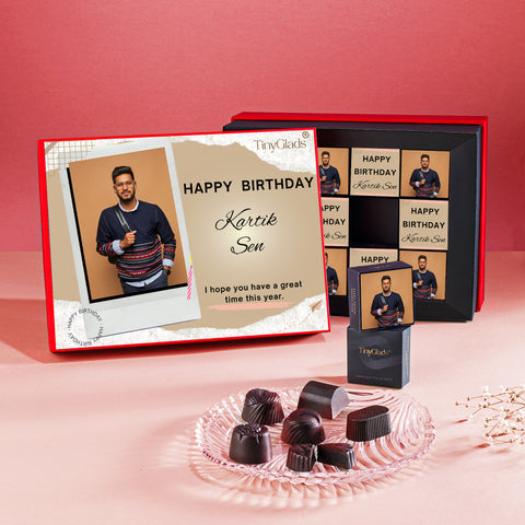 TinyGlads Happy Birthday Chocolate Box | Customized Gift Hamper with Message Card