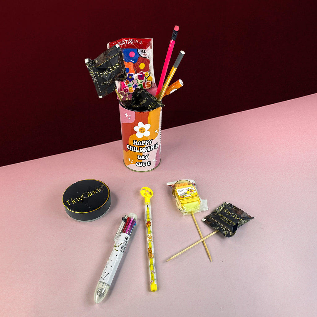 TinyGlads Children's Day Fun & Treats Gift Jar | Chocolates & Stationery