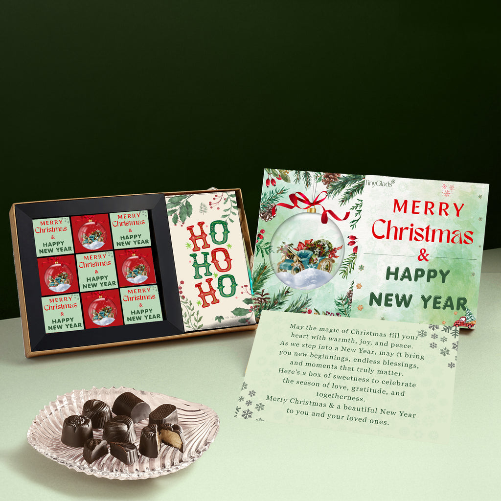 TinyGlads Christmas Chocolate Gift Box | 9 Gourmet Truffles & Chocolate Bar