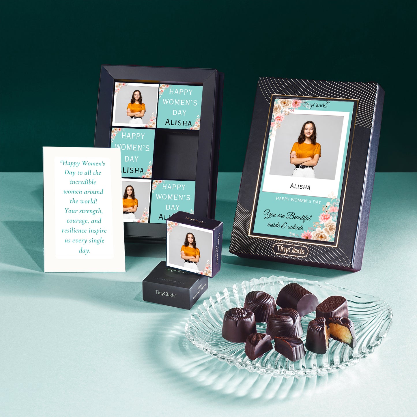 TinyGlads Custom Women's Day Keepsake Chocolate Gift Box | 6 Center-Filled Truffles
