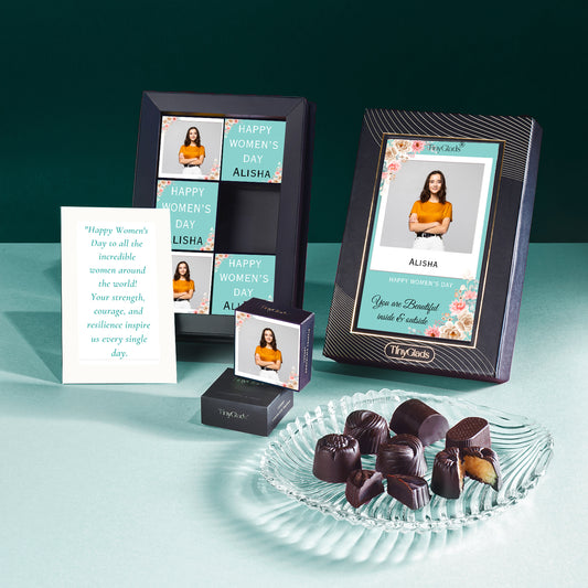 TinyGlads Custom Women's Day Keepsake Chocolate Gift Box | 6 Center-Filled Truffles