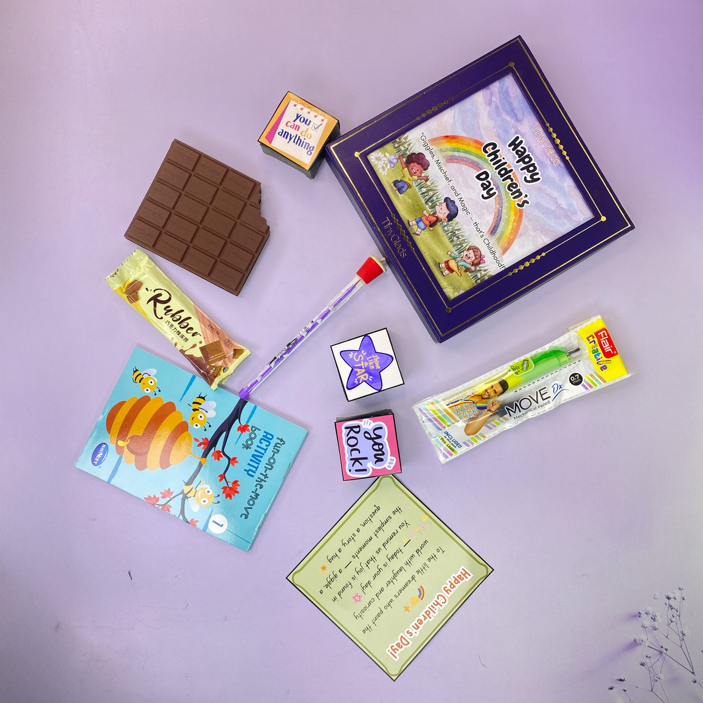 TinyGlads Little Explorer Children's Day Gift Box | Chocolates, Activity Book & Fun Stationery