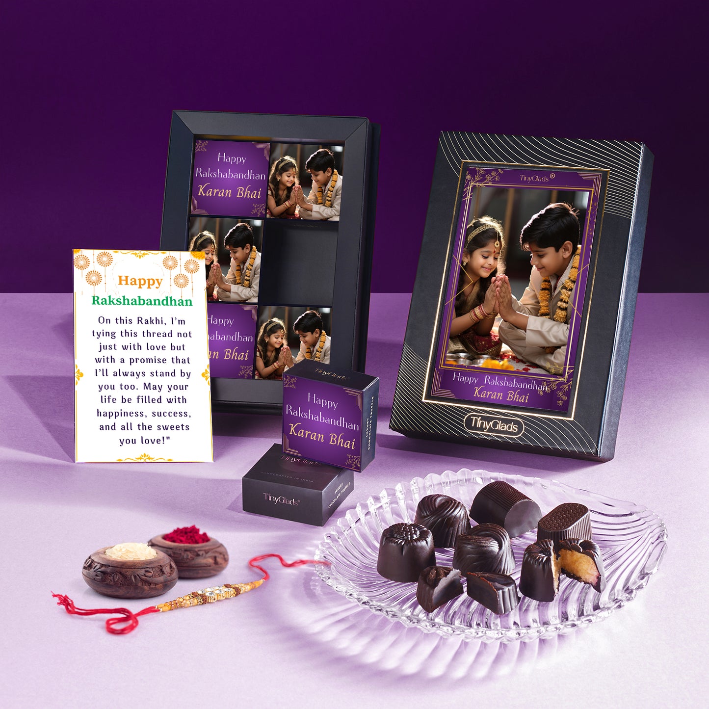 Personalized Photo frame Rakhi Chocolate Gift Box