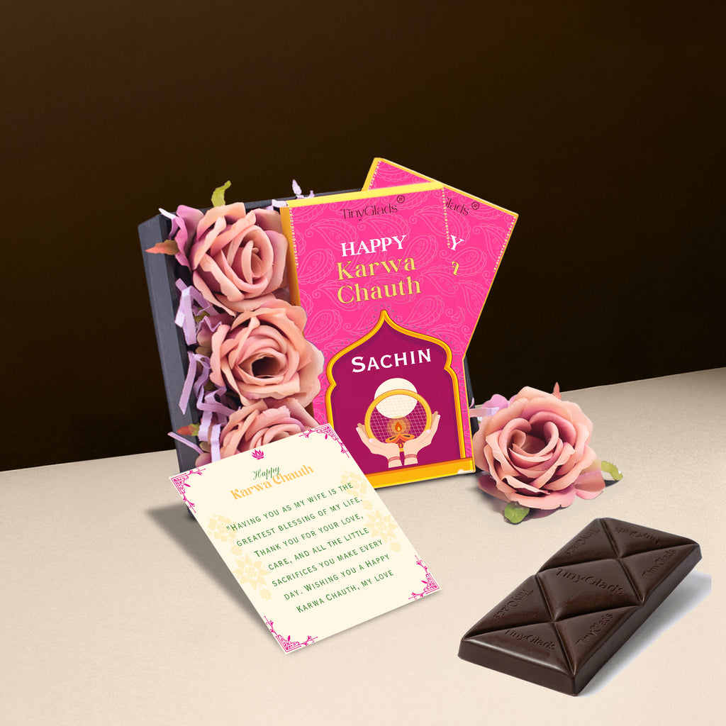 Custom Photo Karwa Chauth Gift Box with 2 Chocolate Bars