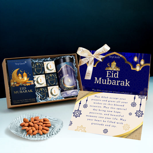 TinyGlads Eid Celebration Chocolate Gift Box | 1 Chocolate Jar, 1 Chocolate Bar & 6 Premium Truffles